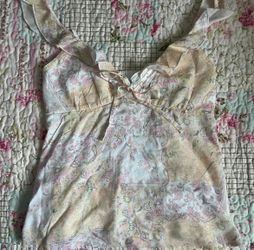Hollister Pink/yellow Ruffle Tank