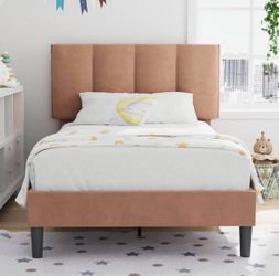 Twin Upholstered Bed Frame with Headboard