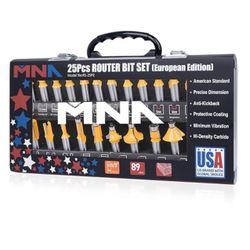 25 Piece 1/2 Inch Router Bit Set