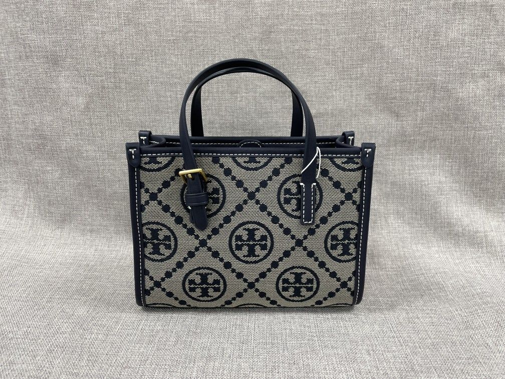 Tory Burch Mini T Monogram Tote Navy