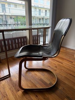Restoration Hardware Rizzo Chair - Brass + Black Leather