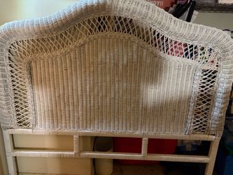 Vintage Pier 1 White Wicker Queen Headboard - Great Condition