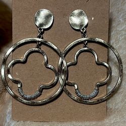 Gold Clovers With Silver Design Earrings 
