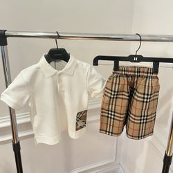 🔥Authentic Burberry Polo + Shorts Set – Boy’s Size 4Y In-Hand