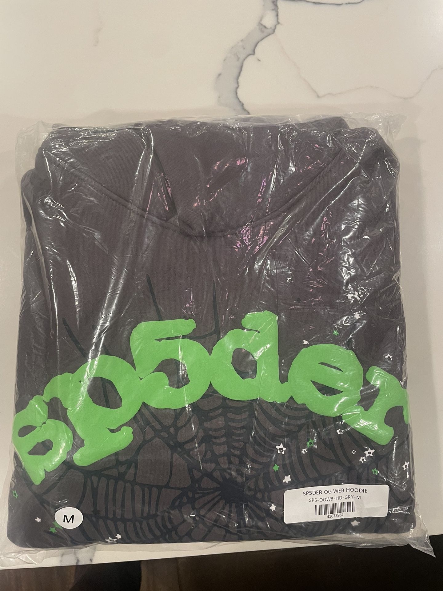 grey and green sp3der hoodie