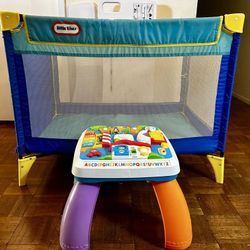 Little Tikes Travel Cot & Fisher-Price Laugh & Learn Table