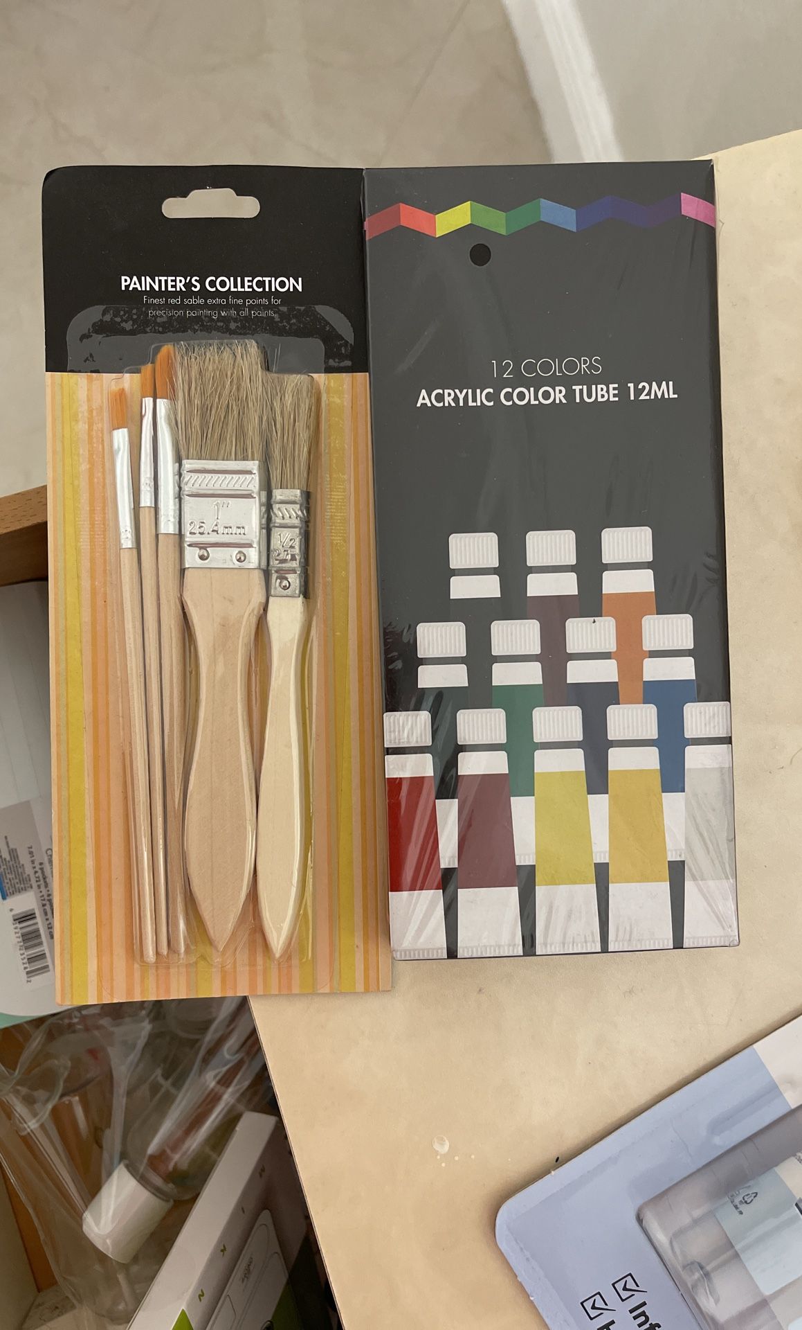 Paint Brush Set And Acrylic Colors
