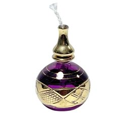 Vintage Genie Perfume Bottle Dauber Wick Hand Blown Glass 4" Tall Purple Gold