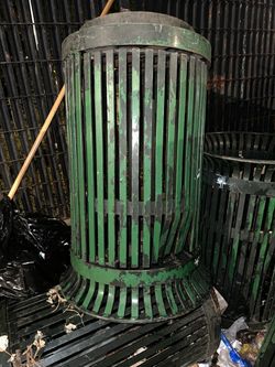 Heavy Duty Commercial Steel Outdoor Trash Receptacle 36 Gal Green Industrial Litter Bin(17 In Total)