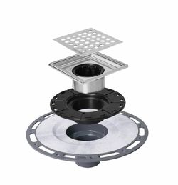 4" Square Shower Drain Brushed Stainless Steel