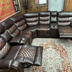 2tone Brown Reclining Sectional 