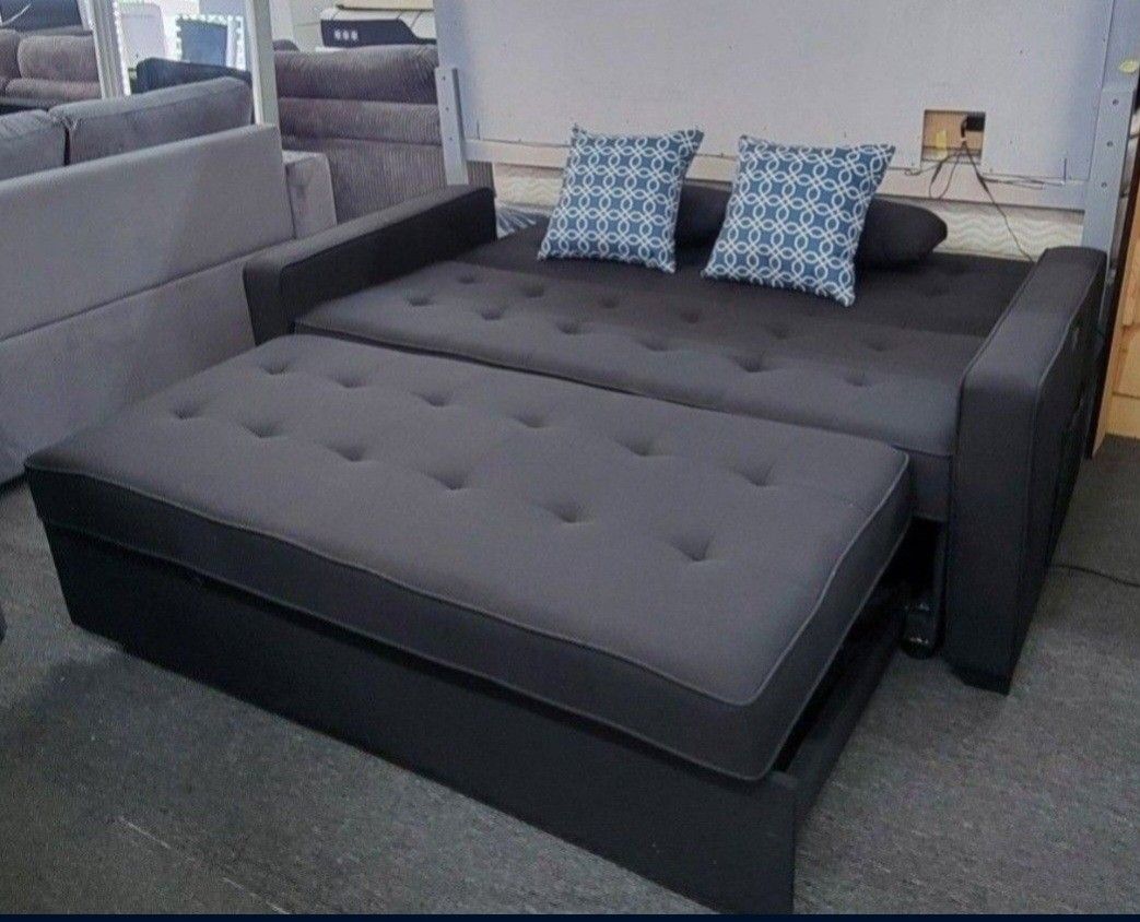 ✅️✅️ Black  sectional sofa  pull out sleep area✅️✅️
