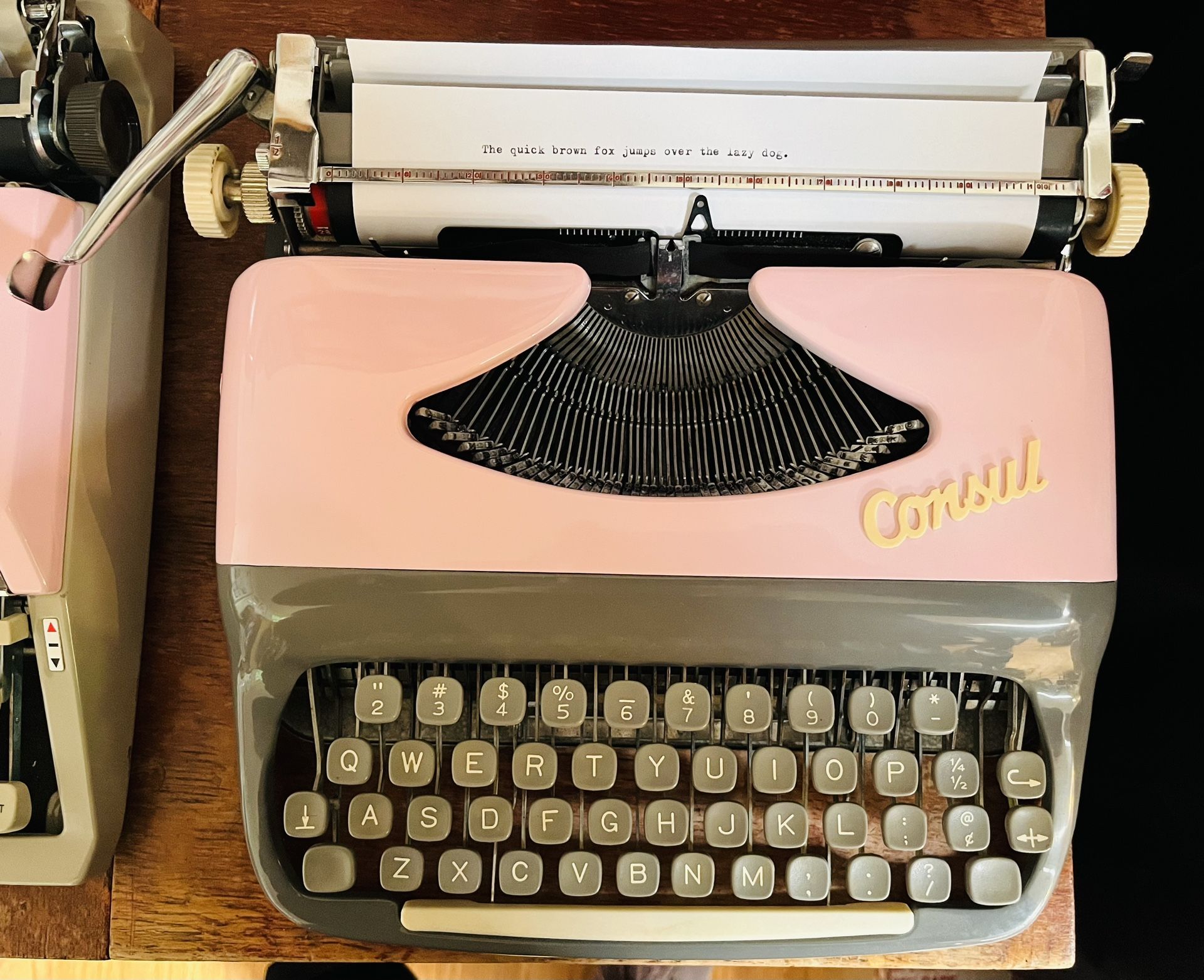Pink and Gray Ultraportable Consul Typewriter