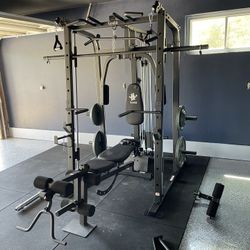 Vesta Fitness Smith Machine 1001 w/Bench Attachment | 230lb Bumpers Olympic Weights | 7ft Olympic Bar | Fitness | Gym Equipment | FREE DELIVERY 🚚 