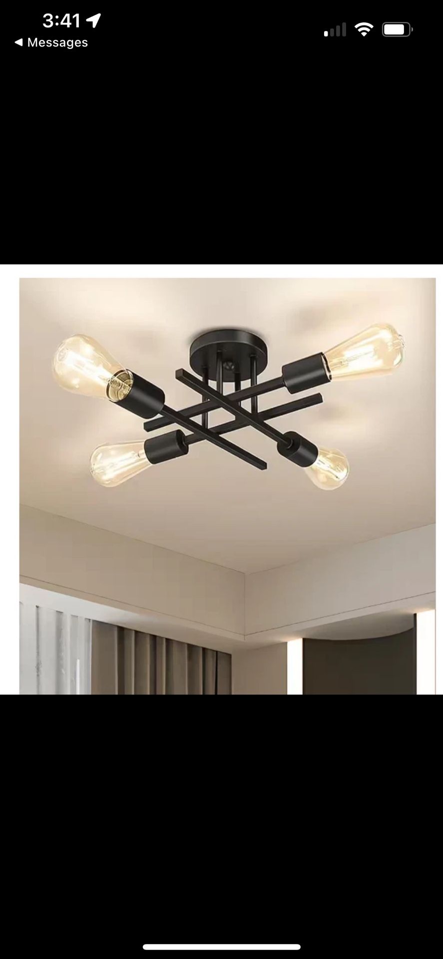 TOZING 16 in. Black Farmhouse Semi-Flush Ceiling Light Modern Sputnik Chandelier