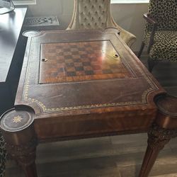 Maitland-Smith Leather Chess Table High End