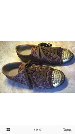 WANTED FLAT OXFORD Gold & faux fur LACE-UP WOMEN'S SHOE **SIZE 10**41EUR BEEN worn only few times