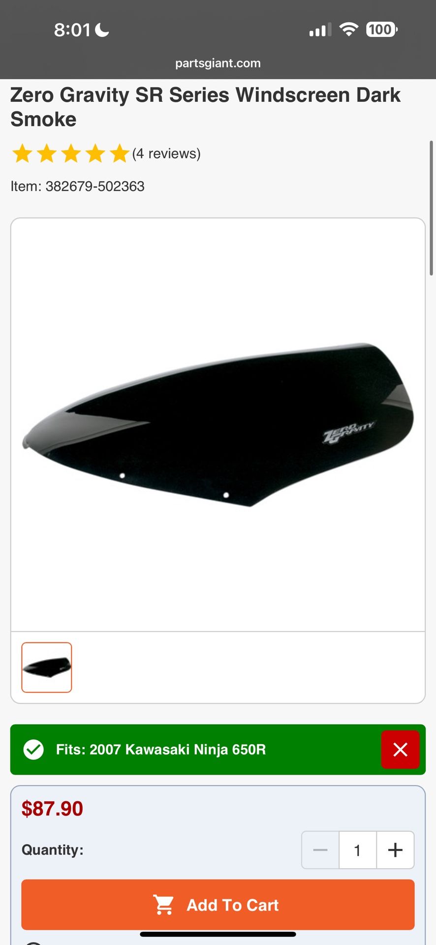 Zero Gravity SR Series Windscreen (Dark Smoke)