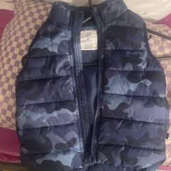 Toddler Boy Blue Army Fatigue Puffer Winter Vest Size  3 Yrs Old 