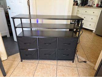 Tv stand with LED lights, charging ports