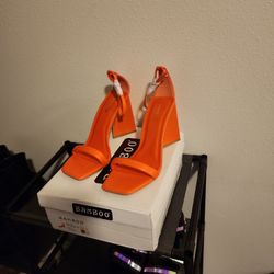 Orange Bamboo Heels