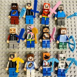 12 pc Minecraft Minifigures Lot Pixel Men | New Custom LEGO Compatible Toys