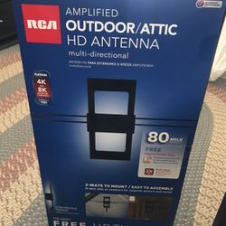 RCA Amplified Outdoor/Attic Multi Directional HD Antenna 4K & 5K Compatible - New!
