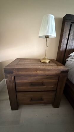 Two Drawer Solid Wood Nightstand in Brick Brown