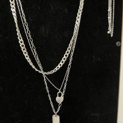 Triple Necklace With Heart Charms