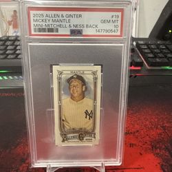 2025 Allen & Ginter Mickey Mantle Mini-Mitchell & Ness Back PSA10 POP1!