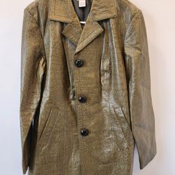 Chico's Olive Crocodile Pattern Trench Coat