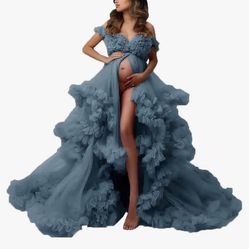 Dusty Blue Maternity Photoshoot Dress 