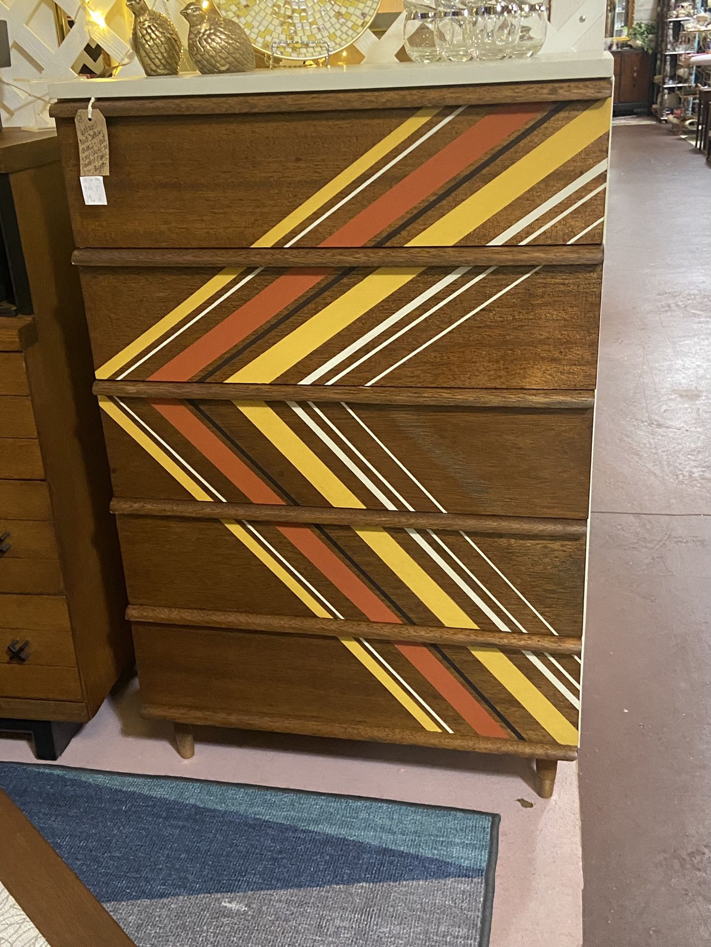 Vintage Painted Tall boy Chest