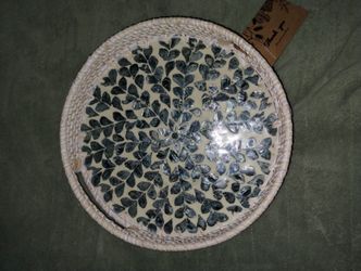 White Wicker Serving Tray 