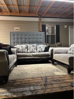 Black and silver Couches three-piece