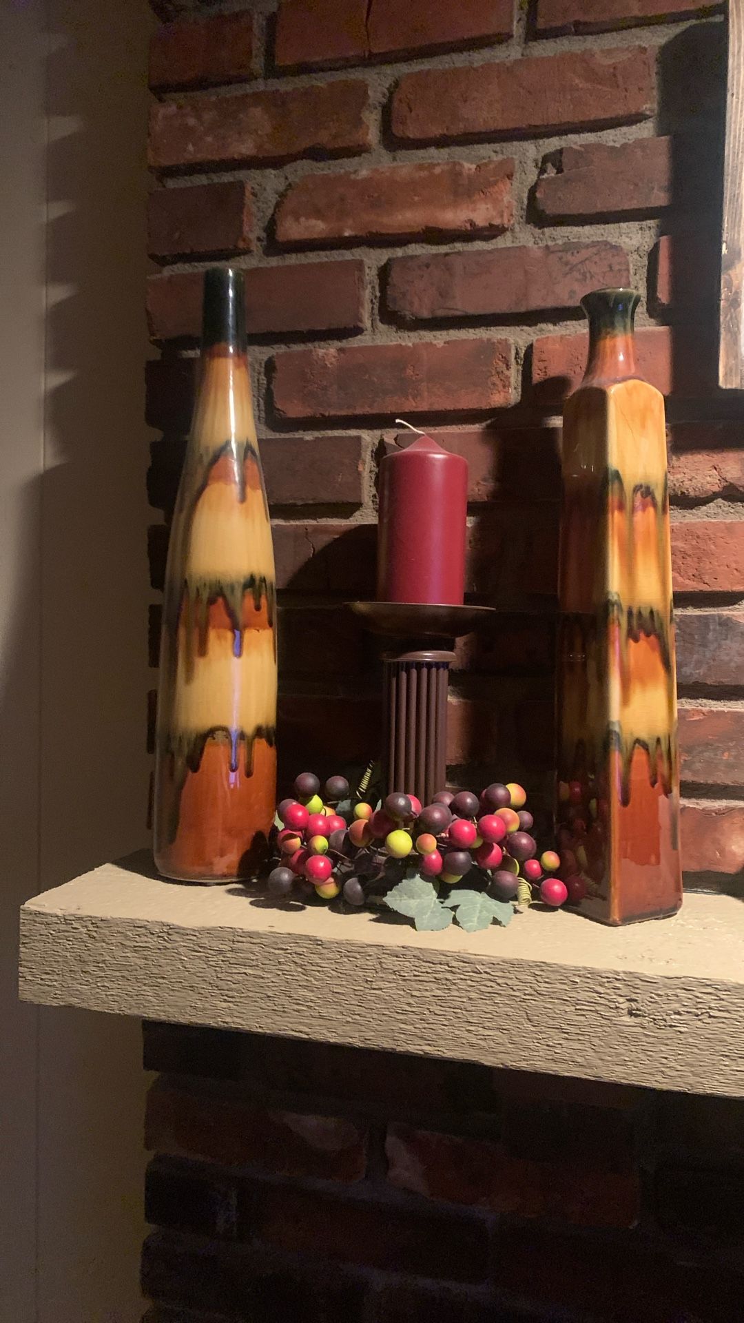 Vases, Candles, Candelabras, And Fake Grape Vine Decor