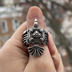 Size 10 Nordic Necklace Viking Raven Pendant Black Bird Crow Ring Men Jewelry 