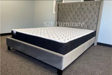 Queen Grey euro Platform Bed With Ortho Mattress Included
