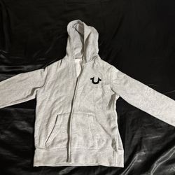 Grey and Black True Religion Hoodie