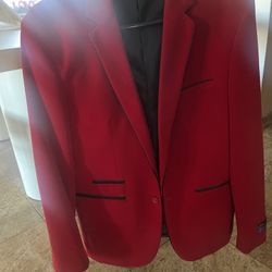 Vinci Red Suede Blazer Jacket. 