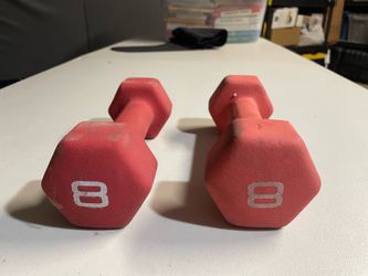 Pair of 8 lb Neoprene Hex Dumbbells (16 lbs Total) – Red