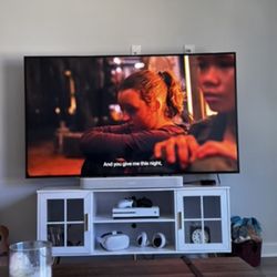 Modern TV Stand with Storage, Entertainment Center Cabinet for Living Room, Media Console with 24 Color Lights (Pearl White - RGB)