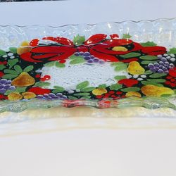 Vintage Sydenstricker Fused Glass Wreath Platter