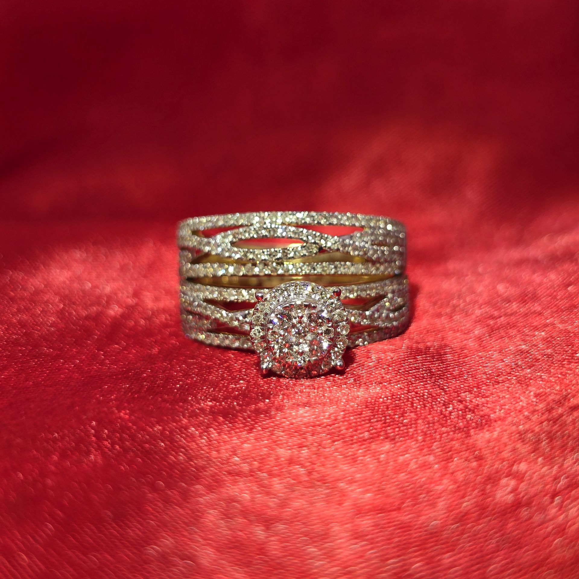 14k Yellow Gold Diamond Wedding Set Ring 1.89 ctw