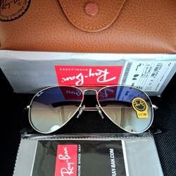 Ray-Ban RB3025 Blue Gradient Mirrored Lens Silver Frame 58mm Sunglasses