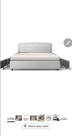 Used king size bed frame with storage