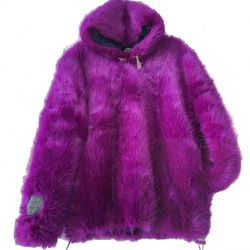 Stella McCartney Adan Purple Faux Fur Pullover Hooded Coat H