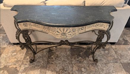 Ornate marble top console table