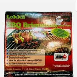 LOKKII BBQ BRIQUETTES READY TO LITE  CAMPFIRES OR GRILLS Box Contains 2 Briquett