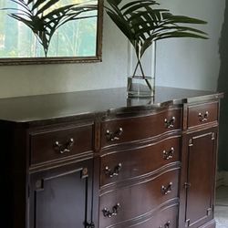 Vintage Solid Wood Buffet / TV Console – Curved Front – Statement Piece